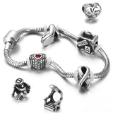 4pcs Stainless Steel Beads 5mm Hole Pando Bead Shaped Charms