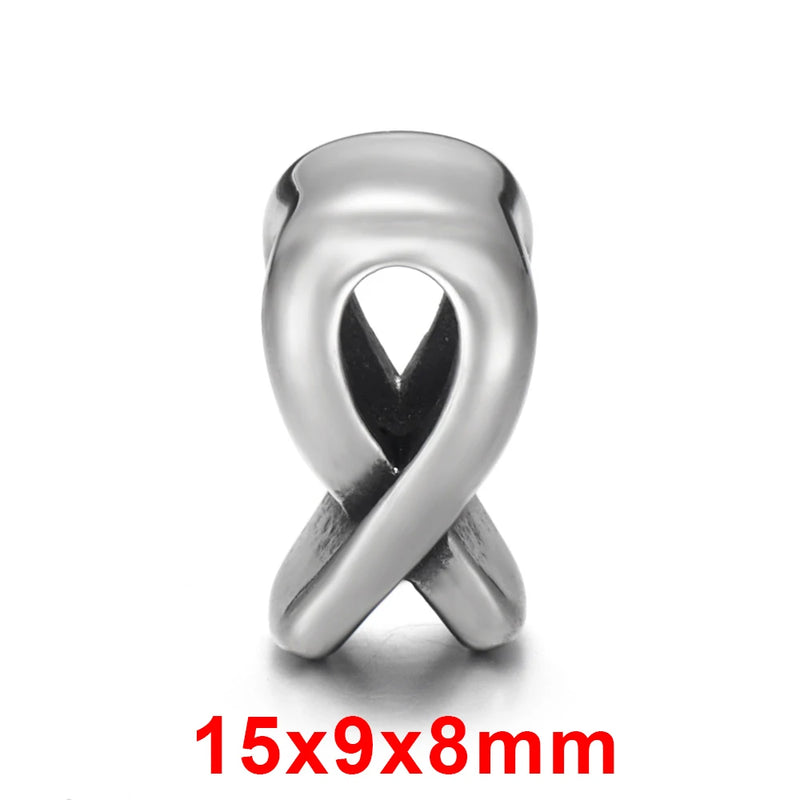 4pcs Stainless Steel Beads 5mm Hole Pando Bead Shaped Charms