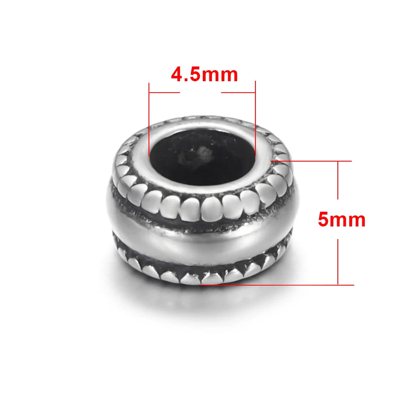 4pcs Stainless Steel Beads Charms for Leather Jewelry Bracelet Making