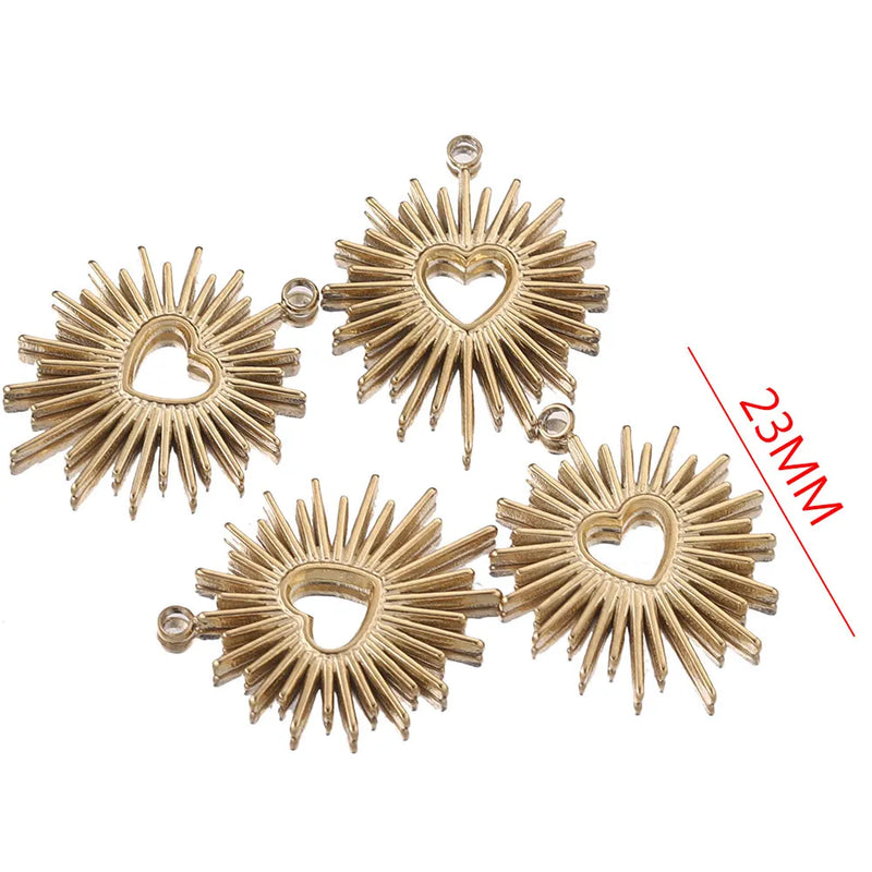 4pc Stainless Steel Boho Launch Pendants Love Heart Charms DIY Jewelry