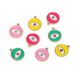 4pcs Stainless Steel Enamel Turkey Eyes Pendants Necklaces Bracelets Findings