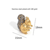 4pcs Stainless Steel 3D Squirrel Zircon Charms Pendants