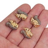 4pcs Stainless Steel 3D Squirrel Zircon Charms Pendants