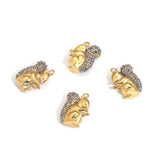 4pcs Stainless Steel 3D Squirrel Zircon Charms Pendants