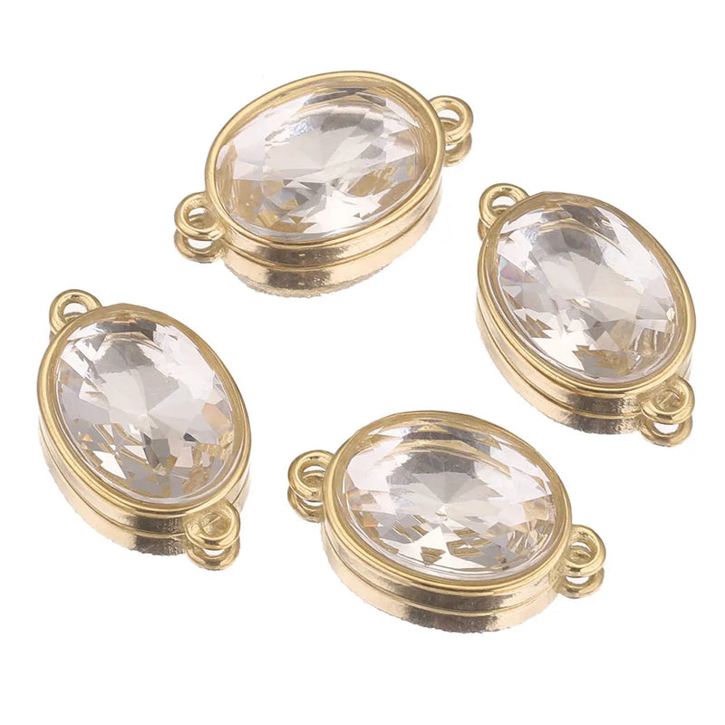 4pcs Clear Purple Glass Charm Earring Connectors Jewelry Making Supplies