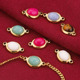 4pcs Stainless Steel Double Hole Stone Charms DIY Bracelet Supplies