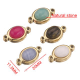 4pcs Stainless Steel Double Hole Stone Charms DIY Bracelet Supplies
