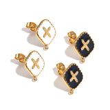 4pcs Stainless Steel Enamel Earring Posts with Loop Cross
