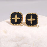 4pcs Stainless Steel Enamel Earring Posts with Loop Cross