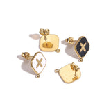 4pcs Stainless Steel Enamel Earring Posts with Loop Cross