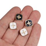 4pcs Stainless Steel Enamel Earring Posts with Loop Cross