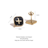 4pcs Stainless Steel Enamel Earring Posts with Loop Cross
