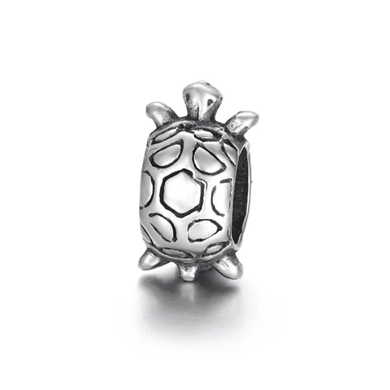 4pcs Stainless Steel European Beads Tortoise 5mm Hole Blacken Bead
