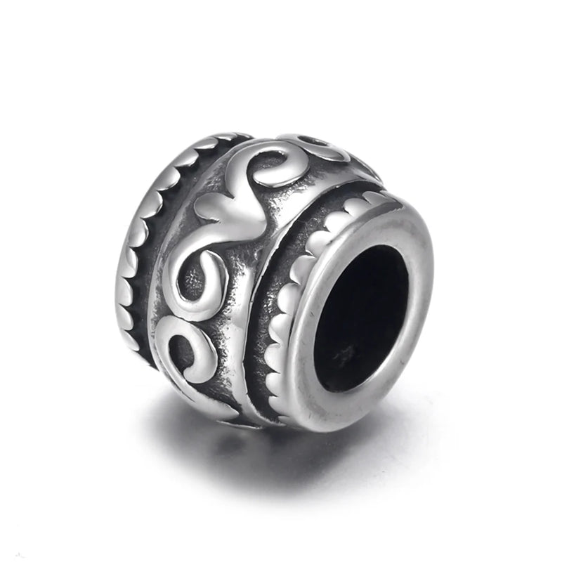4pcs Stainless Steel Flower Drum Bead 6mm Metal Beads