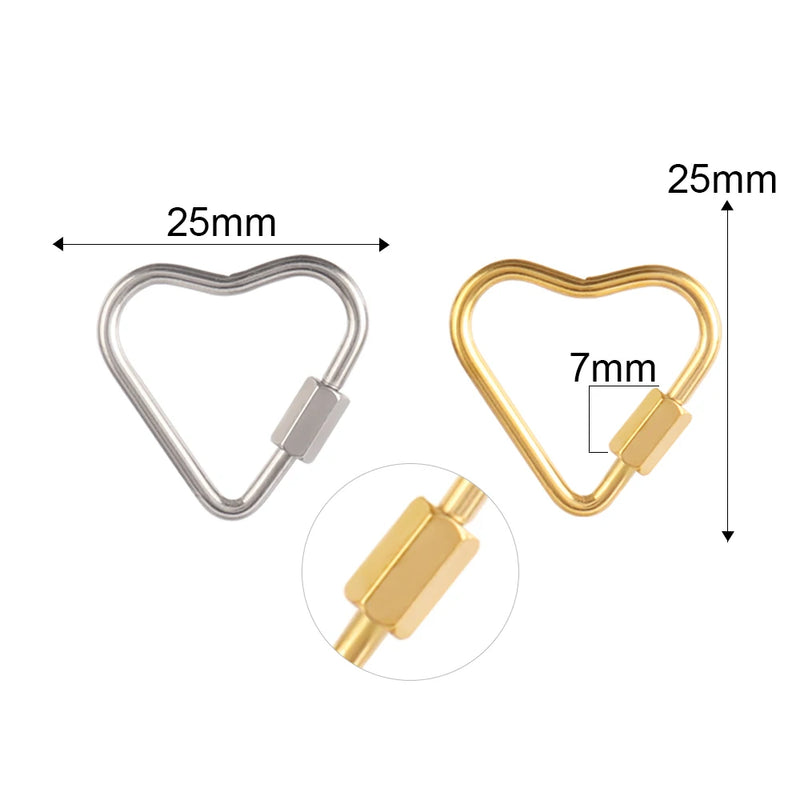 4pcs Stainless Steel Heart Screw Lock Clasp for Necklace Bracelet