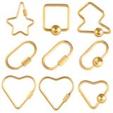 4pcs Stainless Steel Heart & Oval/Square Carabiner Clasps for DIY Jewelry