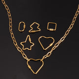 4pcs Stainless Steel Heart & Oval/Square Carabiner Clasps for DIY Jewelry