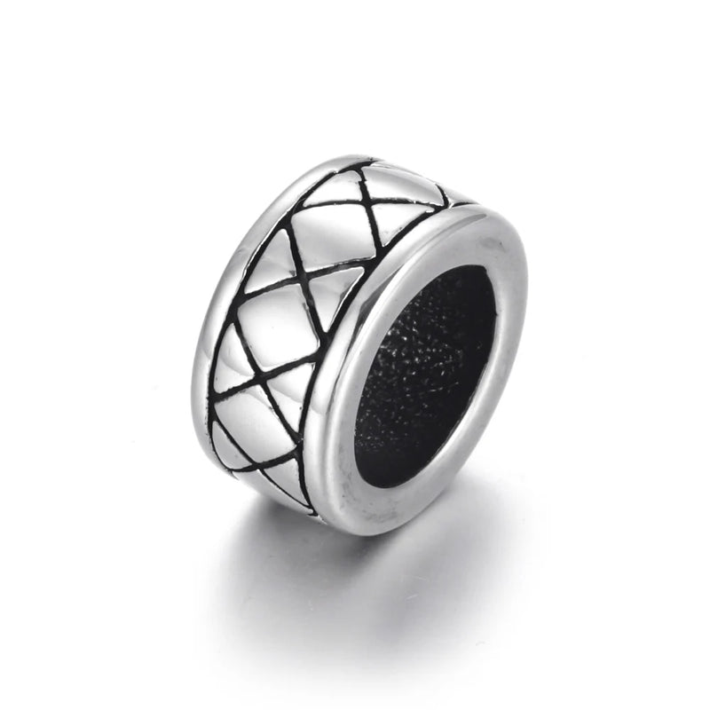 4pcs Stainless Steel Large Hole Beads Spacer for 8mm Leather Cord Bracelet