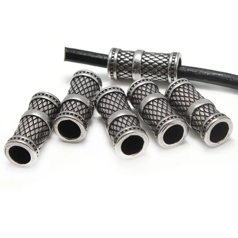 4pcs Stainless Steel Spacer Beads 6mm Charm Round Leather Bracelet DIY Jewelry