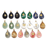 4pcs Natural Stone Teardrop Charm Pendants - DIY Necklaces Jewelry Making Beads