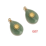 4pcs Stainless Steel Stone Water Drop Charms Pendants