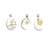 4pcs Stainless Steel Stone Water Drop Charms Pendants