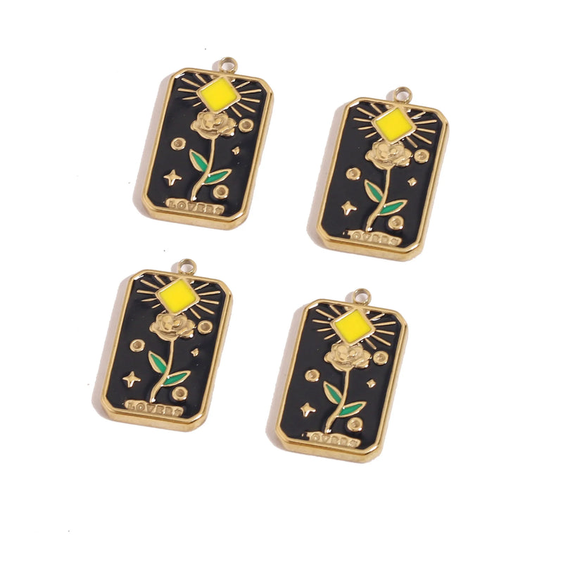 4pcs Stainless Steel Sun Flower Pendants for Women Necklace Charms