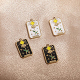 4pcs Stainless Steel Sun Flower Pendants for Women Necklace Charms