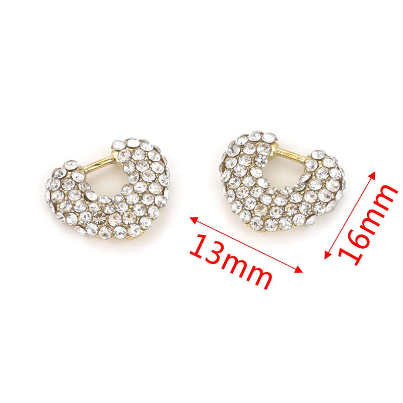 4pcs Stainless Steel Rhinestone Heart Pendants DIY Charms For Jewelry Making
