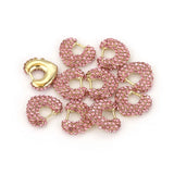 4pcs Stainless Steel Rhinestone Heart Pendants DIY Charms For Jewelry Making