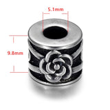 4pcs Stainless Steel Rose Flower Beads for 5mm Leather Cord Bracelet Making