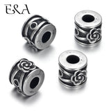 4pcs Stainless Steel Rose Flower Beads for 5mm Leather Cord Bracelet Making