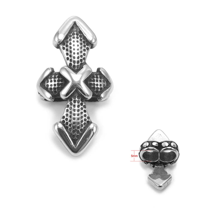 4pcs Stainless Steel Slide Beads 5mm Leather Rope Bracelet DIY Charm Findings