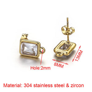 4pcs Green Crystal Zircon Earring Hooks Connectors