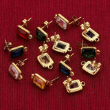 4pcs Green Crystal Zircon Earring Hooks Connectors