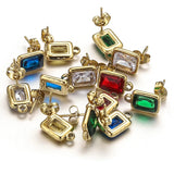 4pcs Green Crystal Zircon Earring Hooks Connectors