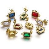 4pcs Green Crystal Zircon Earring Hooks Connectors