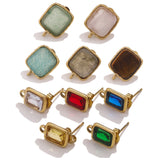 4pcs Stainless Steel Square Earring Base Components