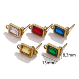 4pcs Stainless Steel Square Earring Base Components