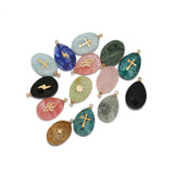 4pcs Stainless Steel Sun Star Cross Chokers with Rhinestone Pendants