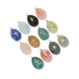 4pcs Stainless Steel Sun Star Cross Chokers with Rhinestone Pendants