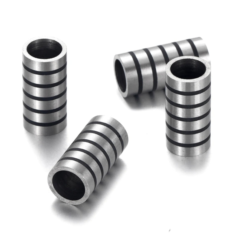 4pcs Stainless Steel Tube Beads 7.6mm Hole Charms for Bracelet Making