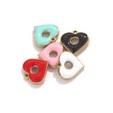 4Pcs Stone Stainless Steel Peach Heart Enamel Charms for DIY Earrings