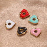 4Pcs Stone Stainless Steel Peach Heart Enamel Charms for DIY Earrings