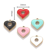 4Pcs Stone Stainless Steel Peach Heart Enamel Charms for DIY Earrings