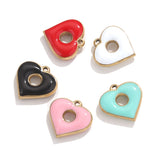 4Pcs Stone Stainless Steel Peach Heart Enamel Charms for DIY Earrings