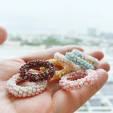 4pcs Colorful Beaded Hoops Summer Beach Boho Hoop Findings