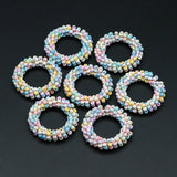 4pcs Colorful Beaded Hoops Summer Beach Boho Hoop Findings
