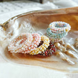4pcs Colorful Beaded Hoops Summer Beach Boho Hoop Findings