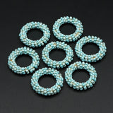 4pcs Colorful Beaded Hoops Summer Beach Boho Hoop Findings